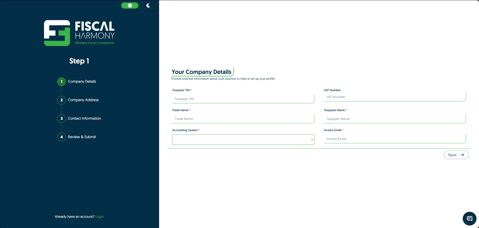 Self-Onboarding for Fiscal Harmony